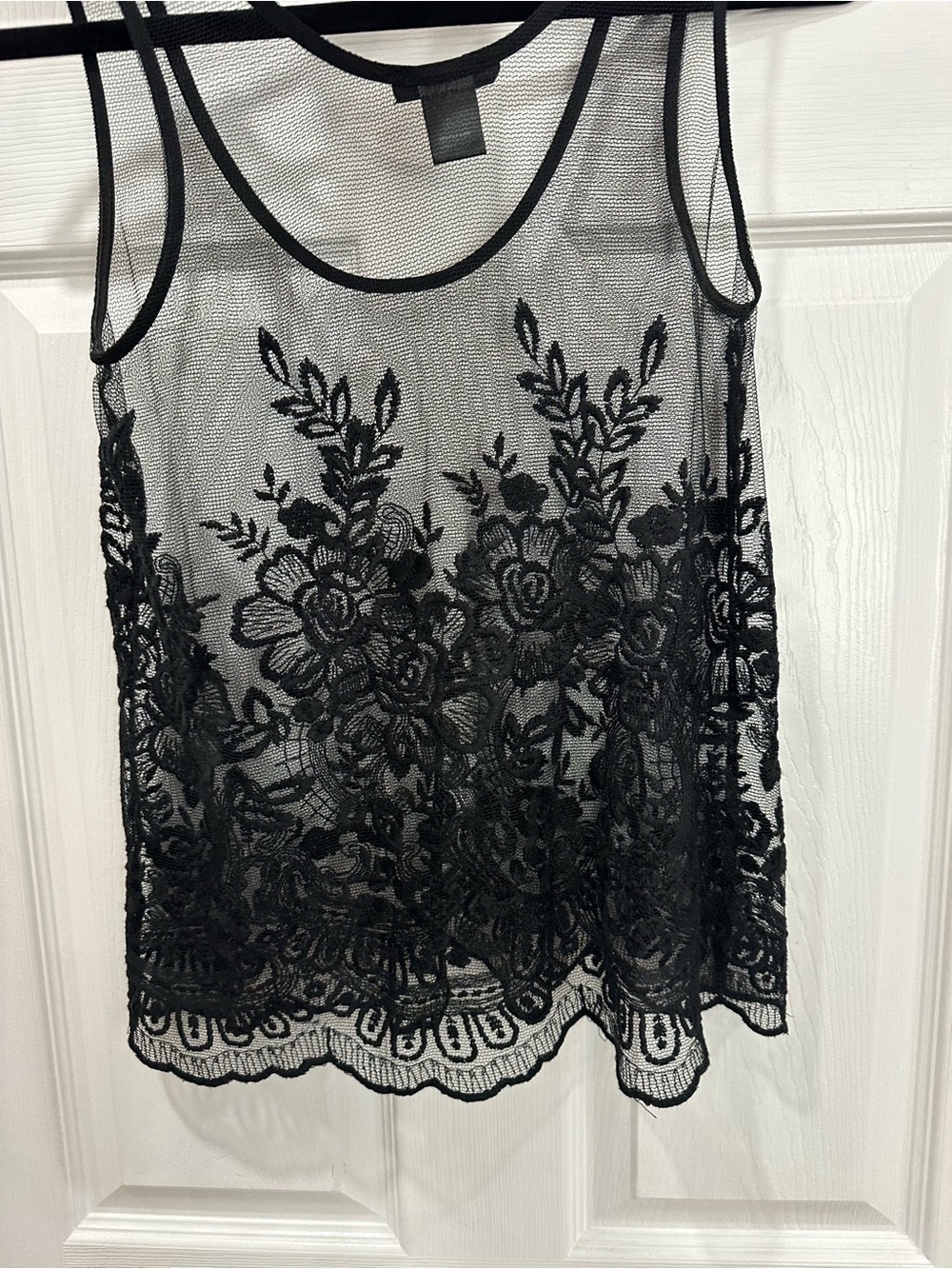 Aqua Black Floral Lace Sheer Camisole Tank